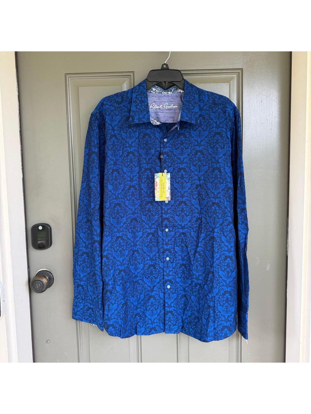 NWT Robert Graham Bayview Long Sleeve Shirt Navy Men’s size 2XL